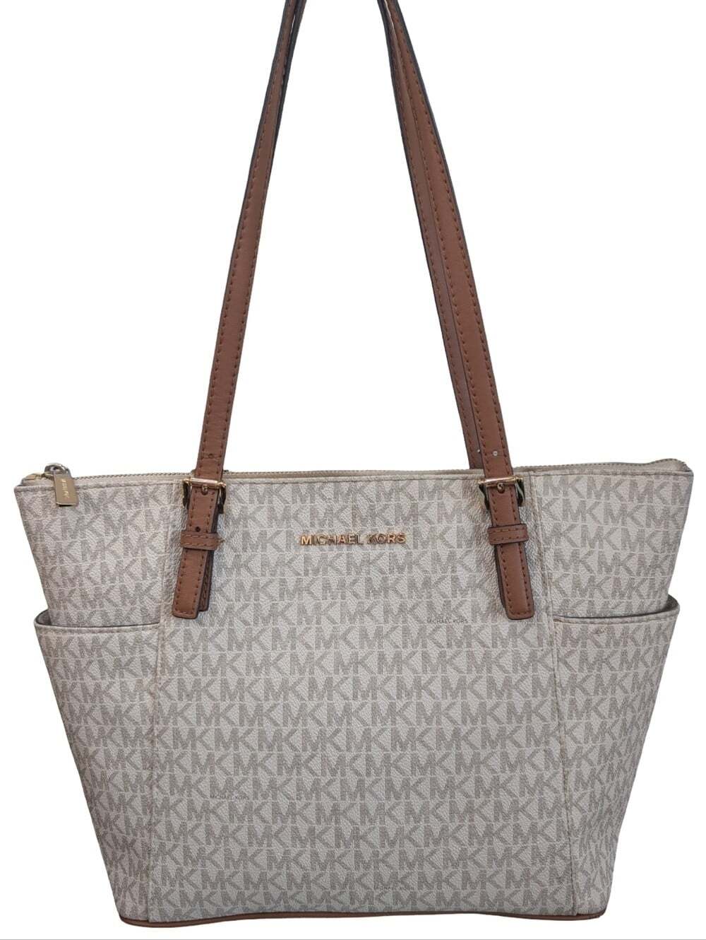Michael Kors Jet Set East West signature tote, vanilla/acorn